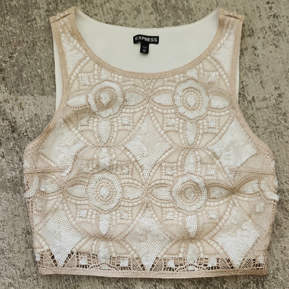 Express Cream Lace Tank Top